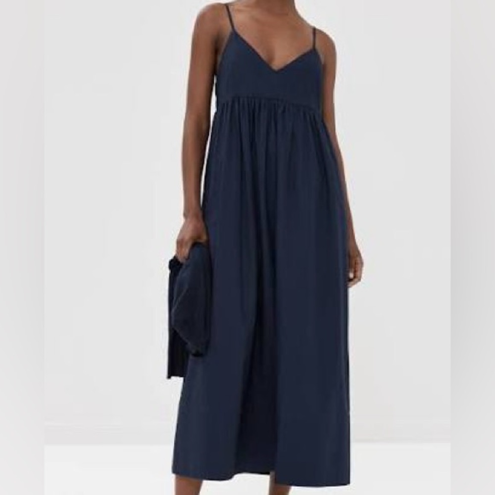 Quince Cotton Navy Dress NWT
